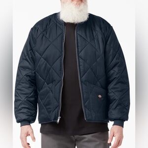 Dickies Diamond Quilted Bomber Puffer Jacket Mens 3X Navy Blue Lined Workwear